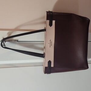 Kate Spade Staci Colorblock Saffiano Leather Laptop Tote – Maroon & Blush